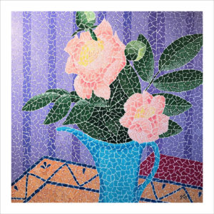 Pivoines dans un vase bleu