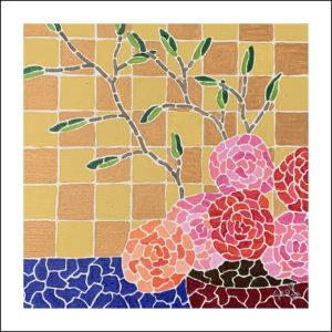 pivoines dans un vas poupre